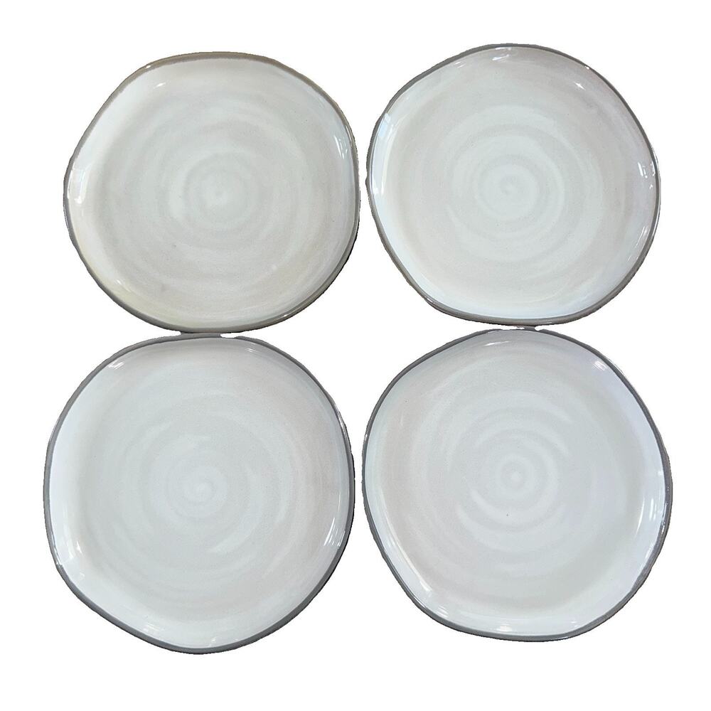 Hearth & Hand Magnolia Set of 4 Stoneware Salad Plates Gray Swirl 8.5” NWT